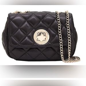 KATE SPADE Gold Coast Quilted Sparkle Calf Leather Christy Bag Black